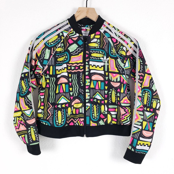 Adidas Girls Size 11-12Y Superstar SST Geometric Track Jacket Cropped Stripes - Picture 11 of 11